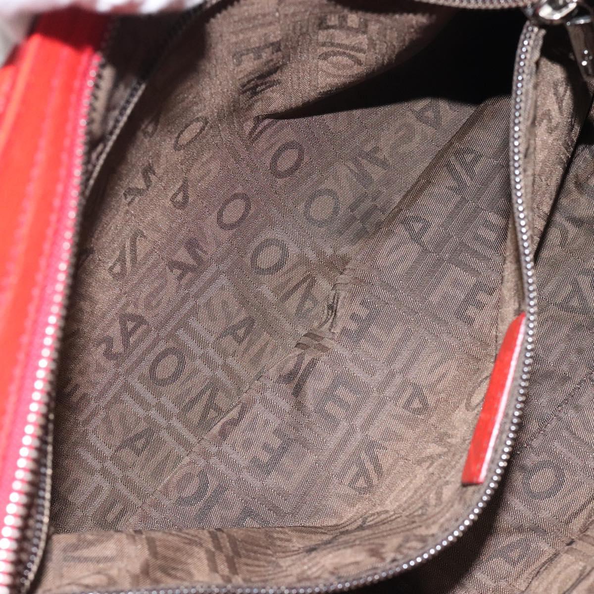 Salvatore Ferragamo Gancini Shoulder Bag Leather Red Silver Auth 117972