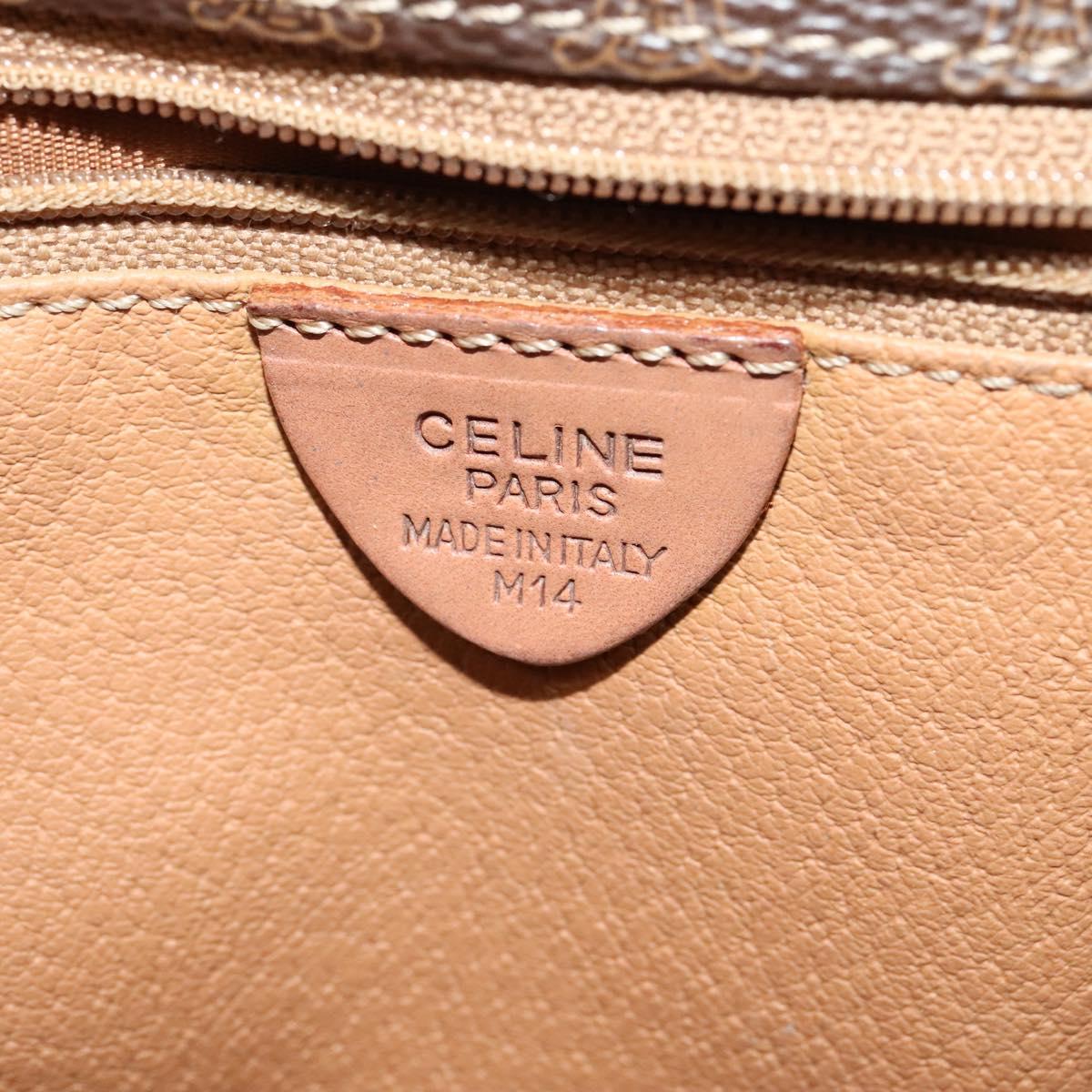 CELINE Macadam Canvas Shoulder Bag PVC Leather Brown Gold Auth 117973