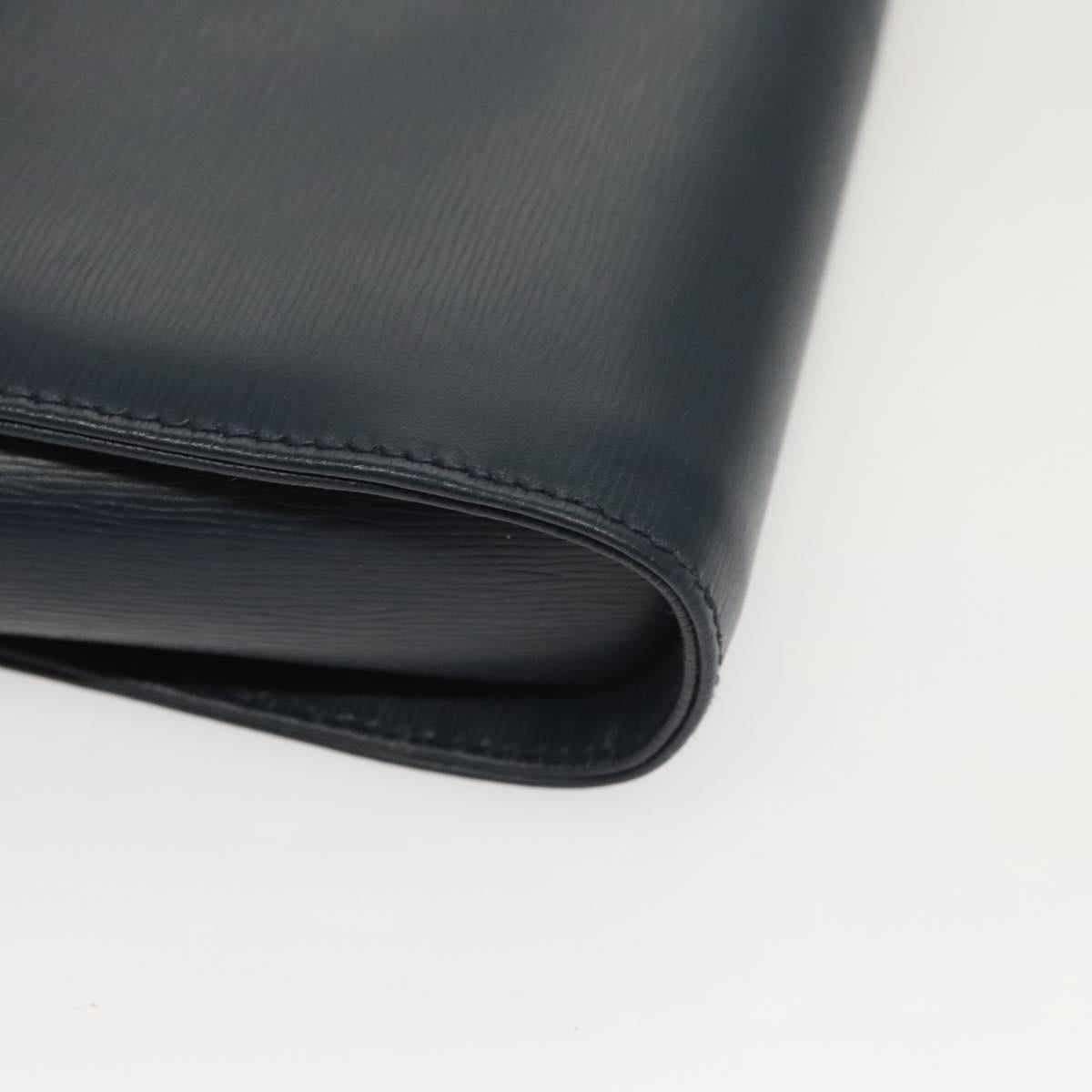 Chloe Chain Shoulder Bag Leather Navy Gold Auth 117976