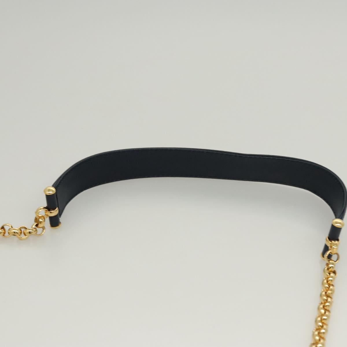 Chloe Chain Shoulder Bag Leather Navy Gold Auth 117976