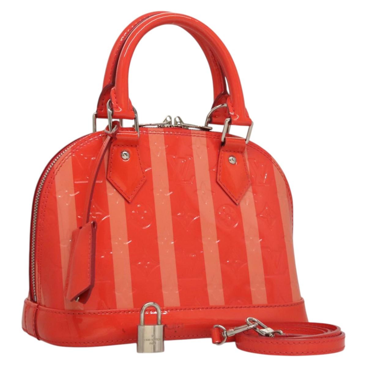 LOUIS VUITTON Vernis Rayure Alma BB Hand Bag 2way Rose rich LV Auth 117988