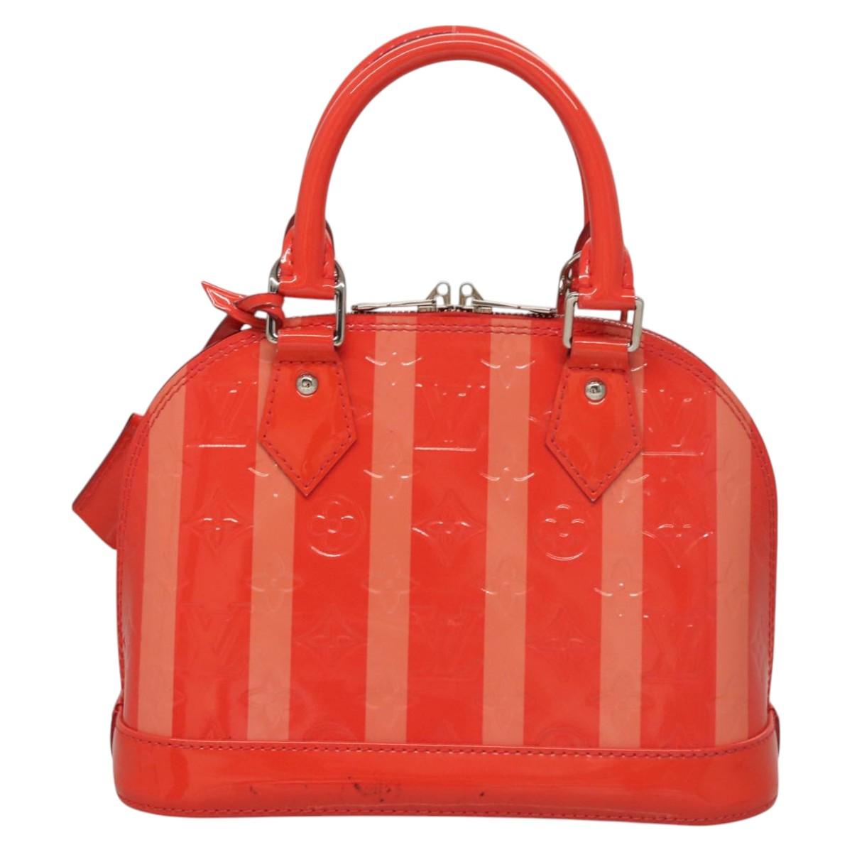 LOUIS VUITTON Vernis Rayure Alma BB Hand Bag 2way Rose rich LV Auth 117988