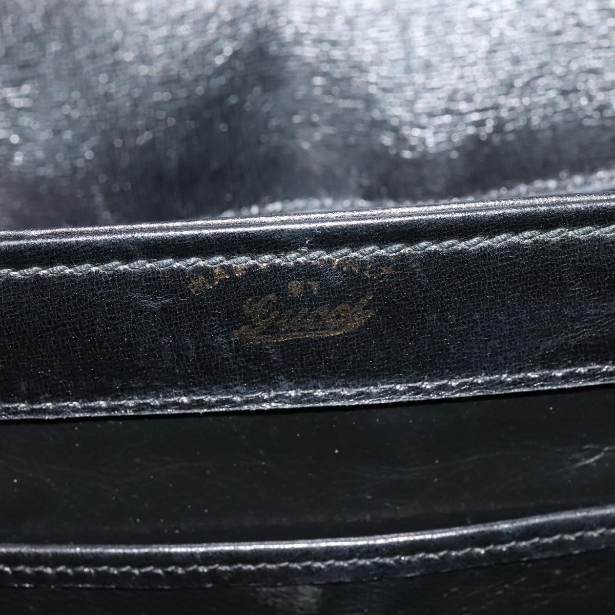 GUCCI Shoulder Bag Leather 2way Black Gold Auth 117991