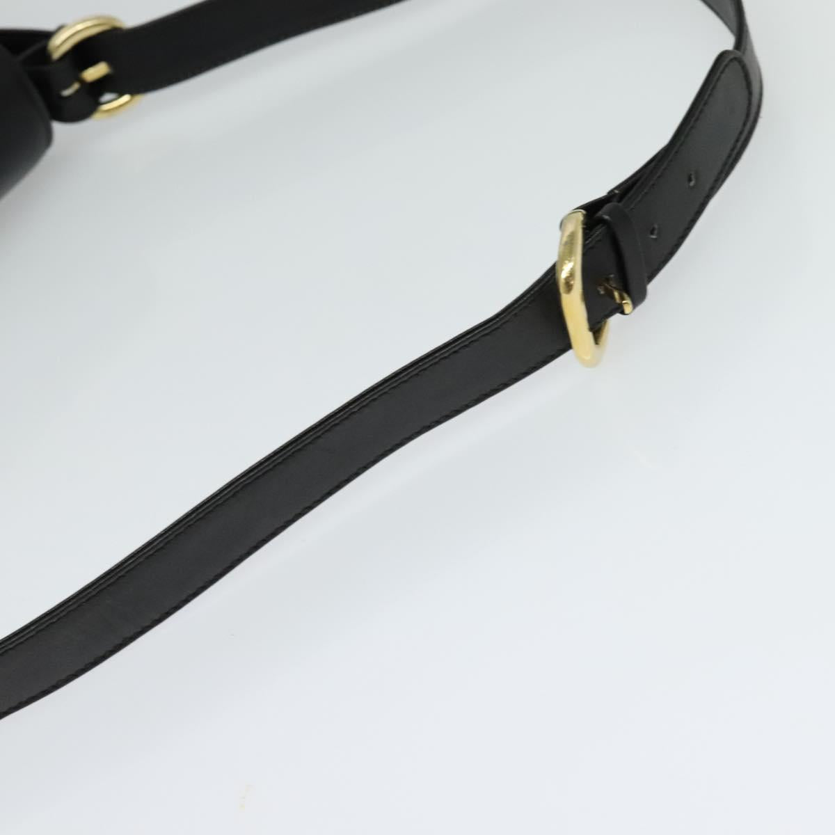 GUCCI Shoulder Bag Leather 2way Black Gold Auth 117991