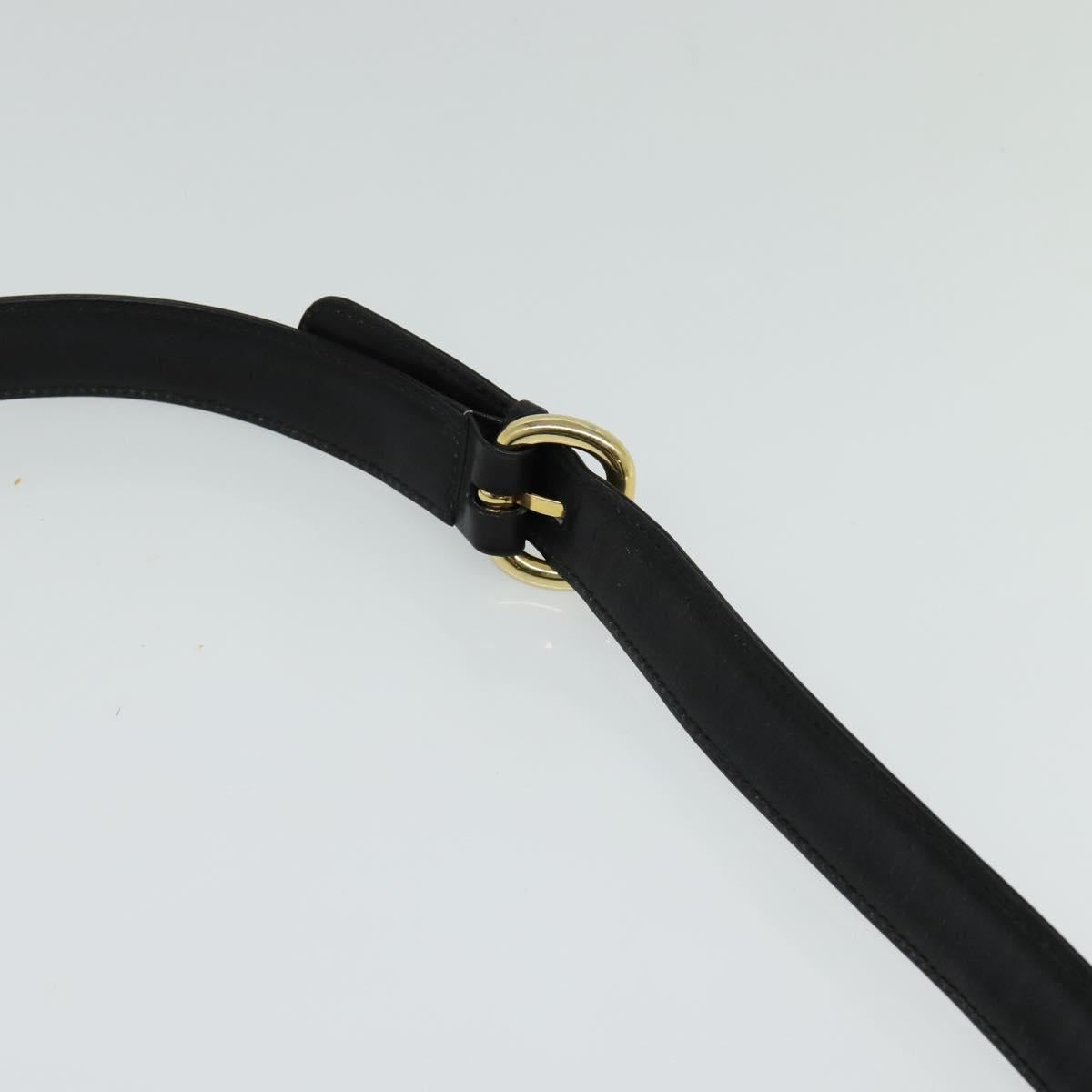 GUCCI Shoulder Bag Leather 2way Black Gold Auth 117991