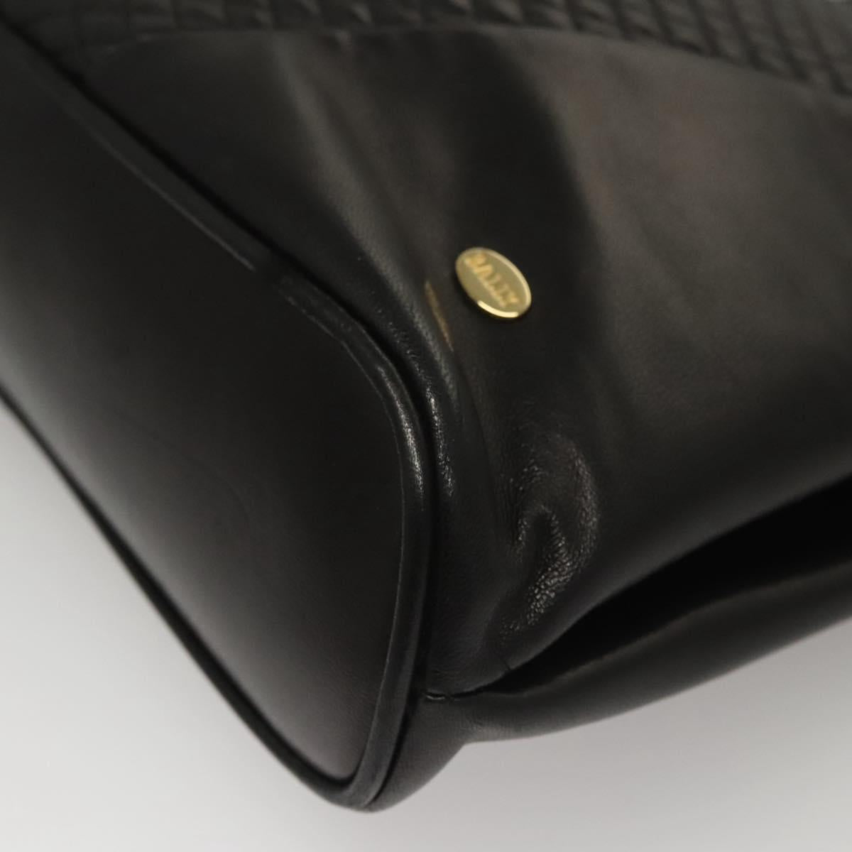BALLY Shoulder Bag Leather Black Gold Auth 118003