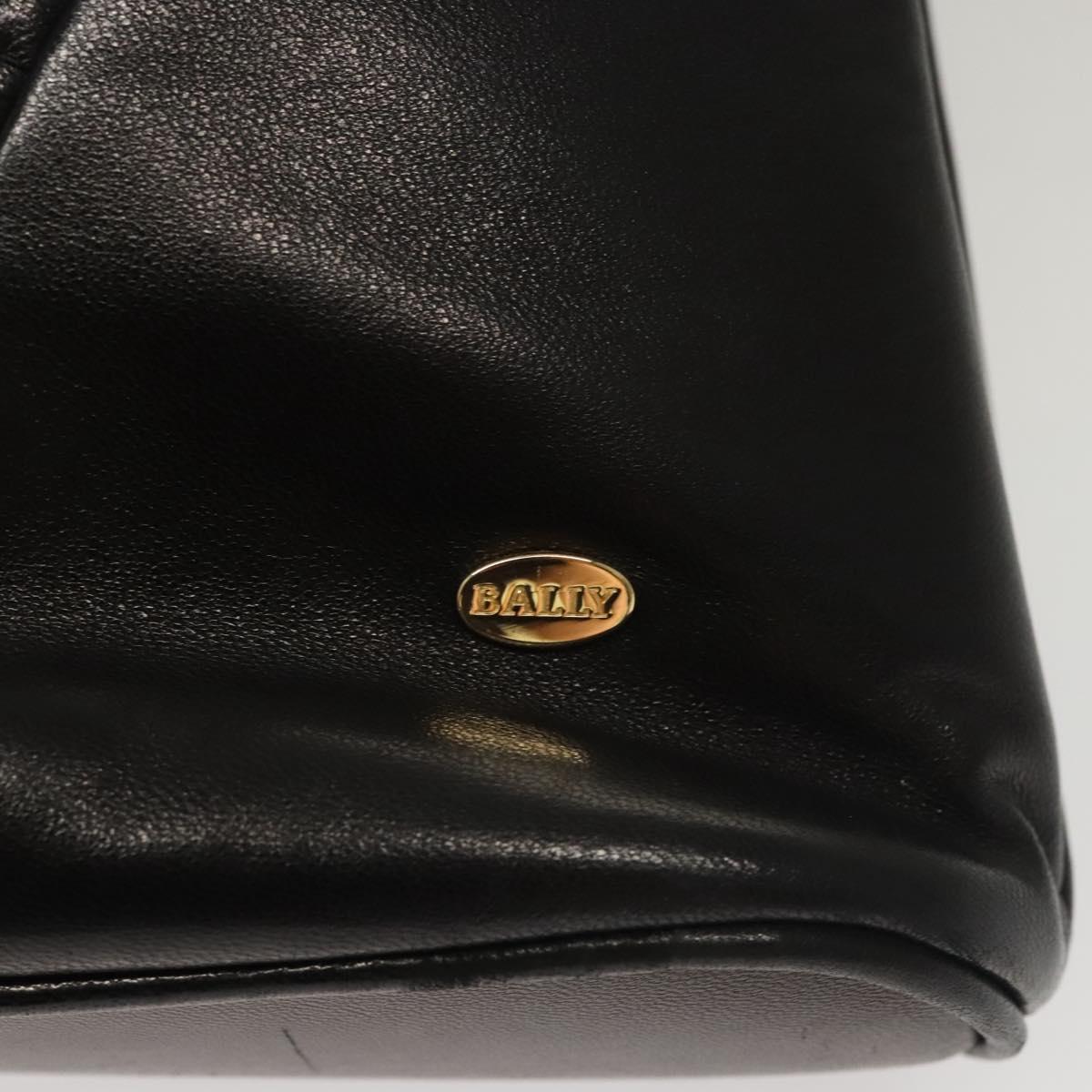BALLY Shoulder Bag Leather Black Gold Auth 118003