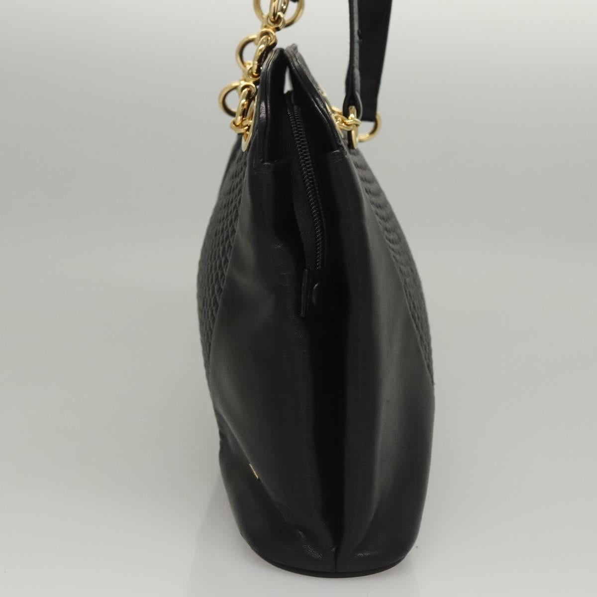 BALLY Shoulder Bag Leather Black Gold Auth 118003
