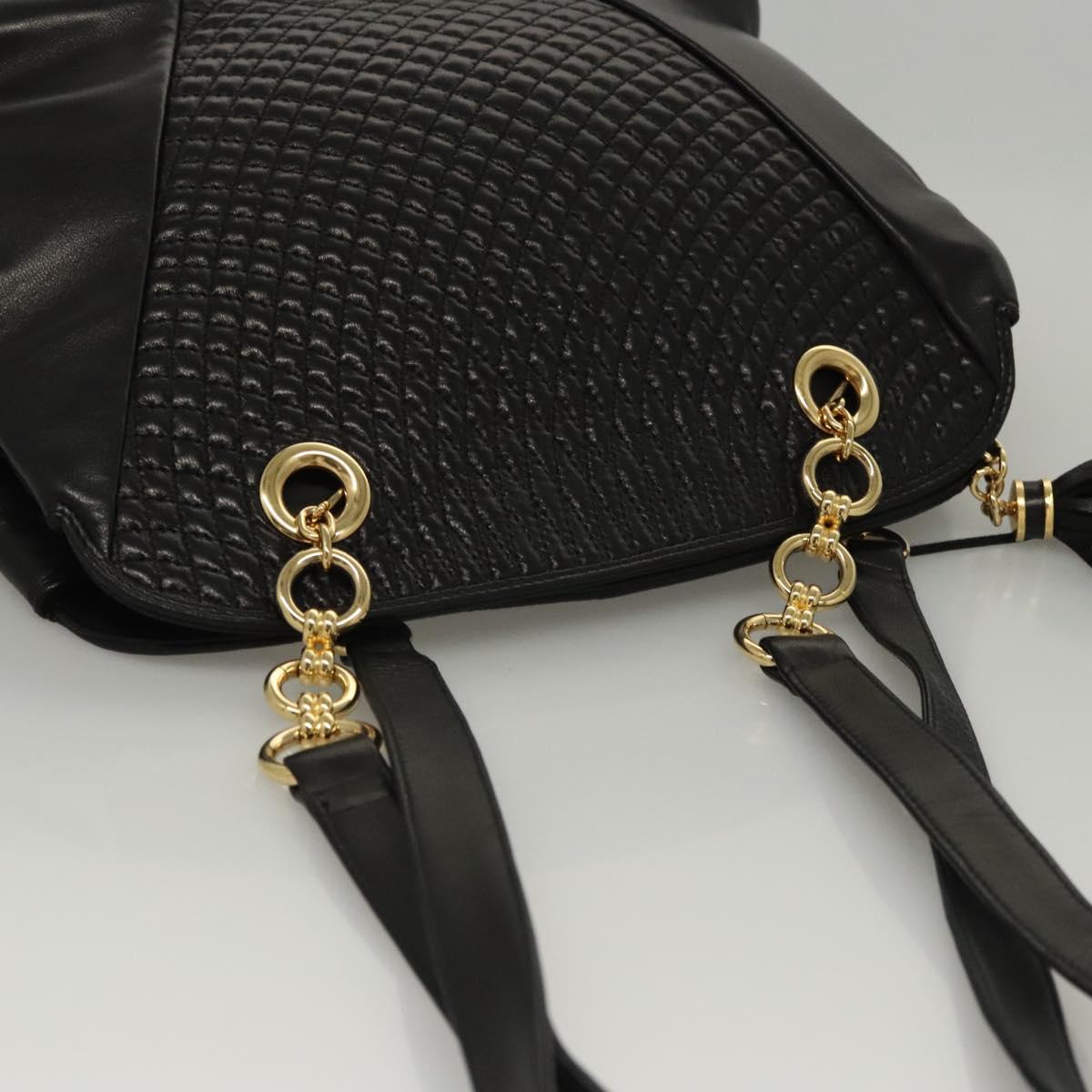 BALLY Shoulder Bag Leather Black Gold Auth 118003