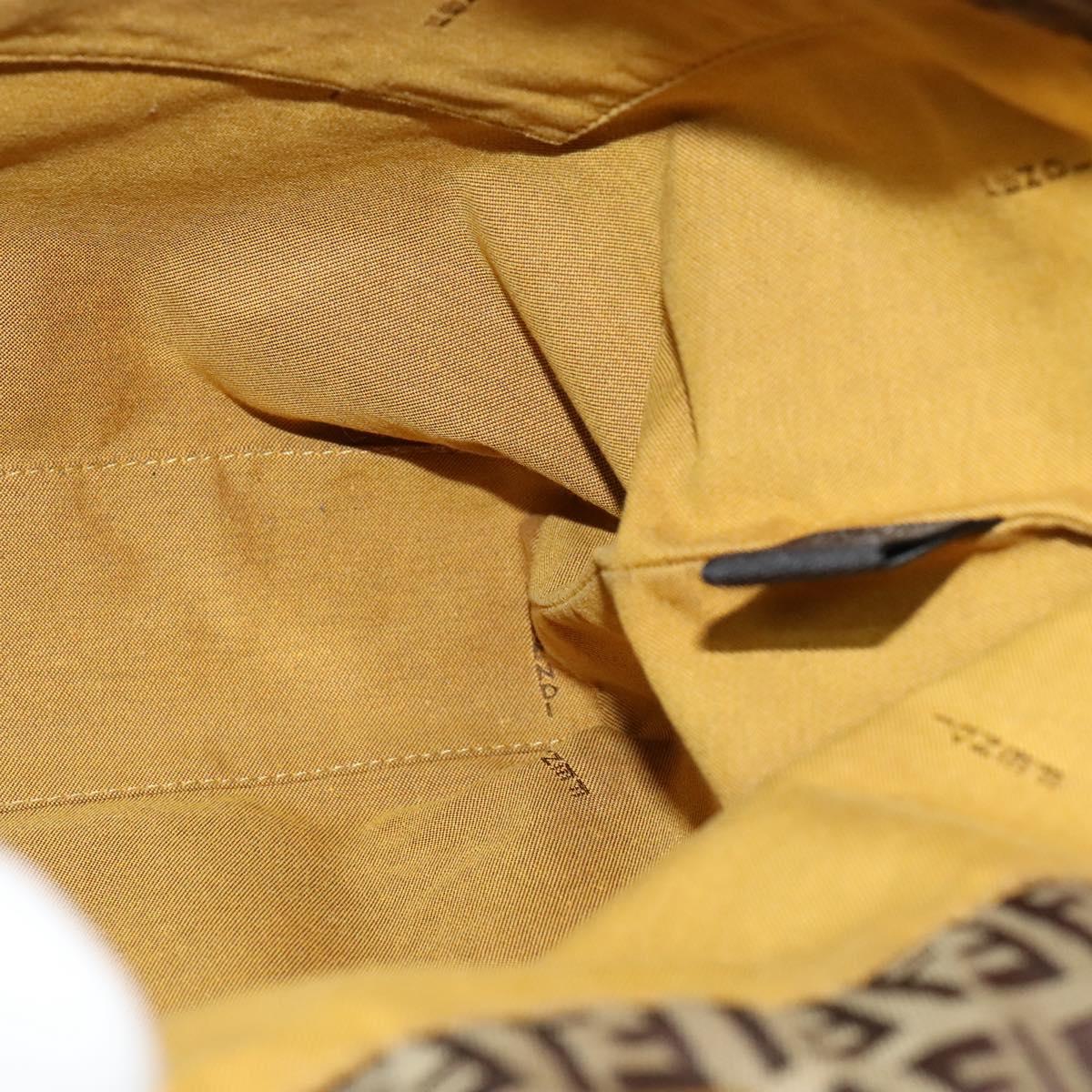 FENDI Zucca Canvas Hand Bag Beige Gold Auth 118014