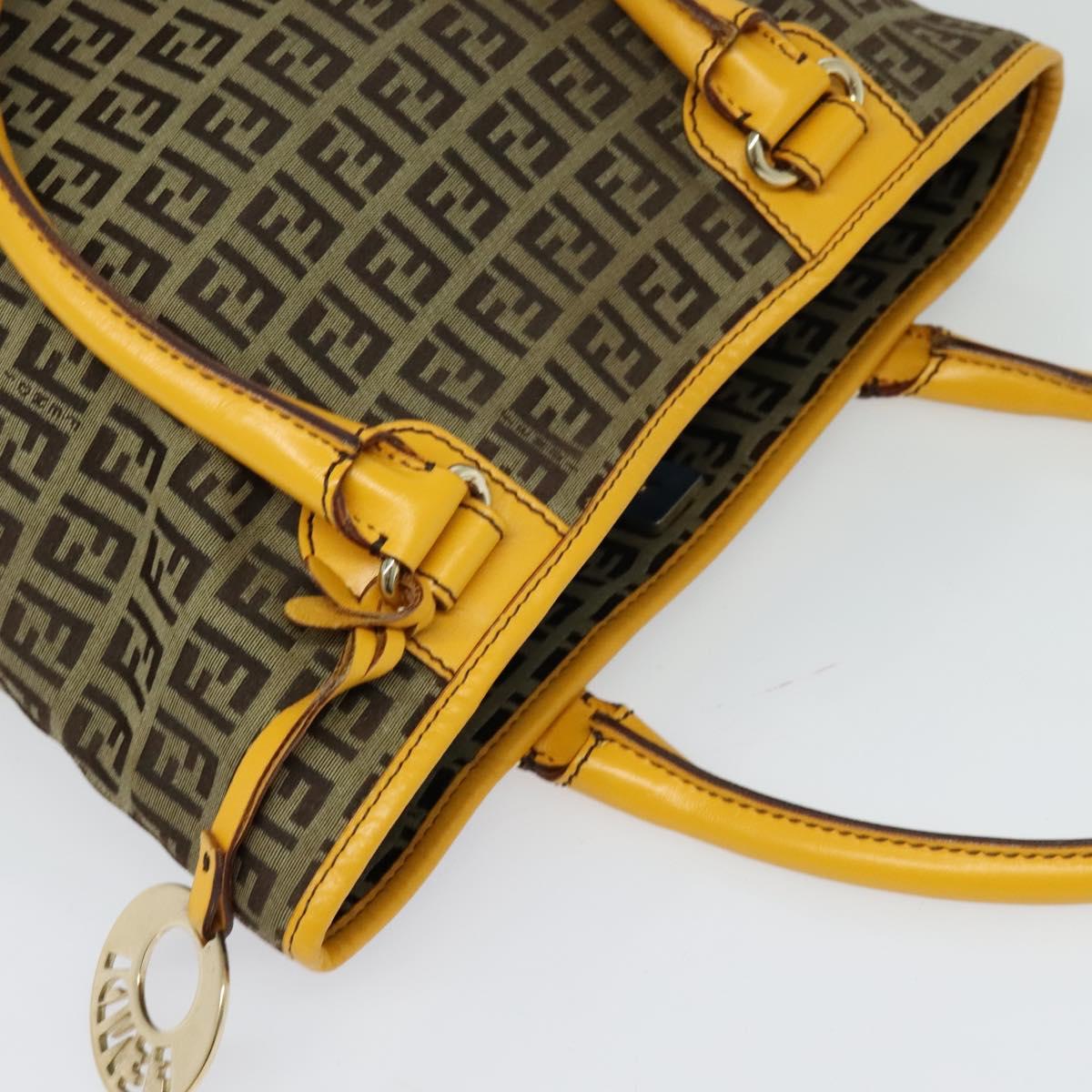 FENDI Zucca Canvas Hand Bag Beige Gold Auth 118014