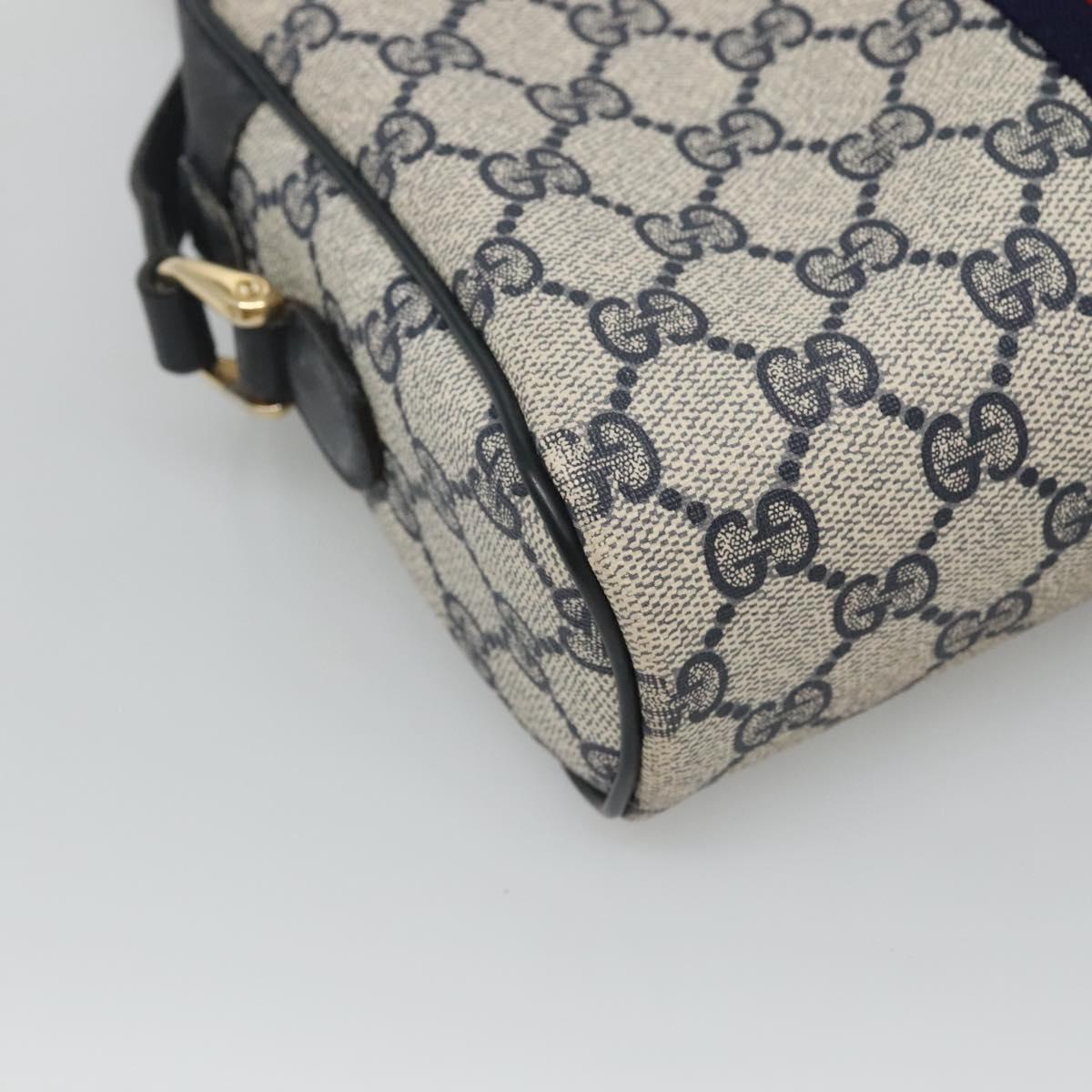 GUCCI GG Supreme Sherry Line Shoulder Bag PVC Navy Gold 32.001.3654 Auth 118021