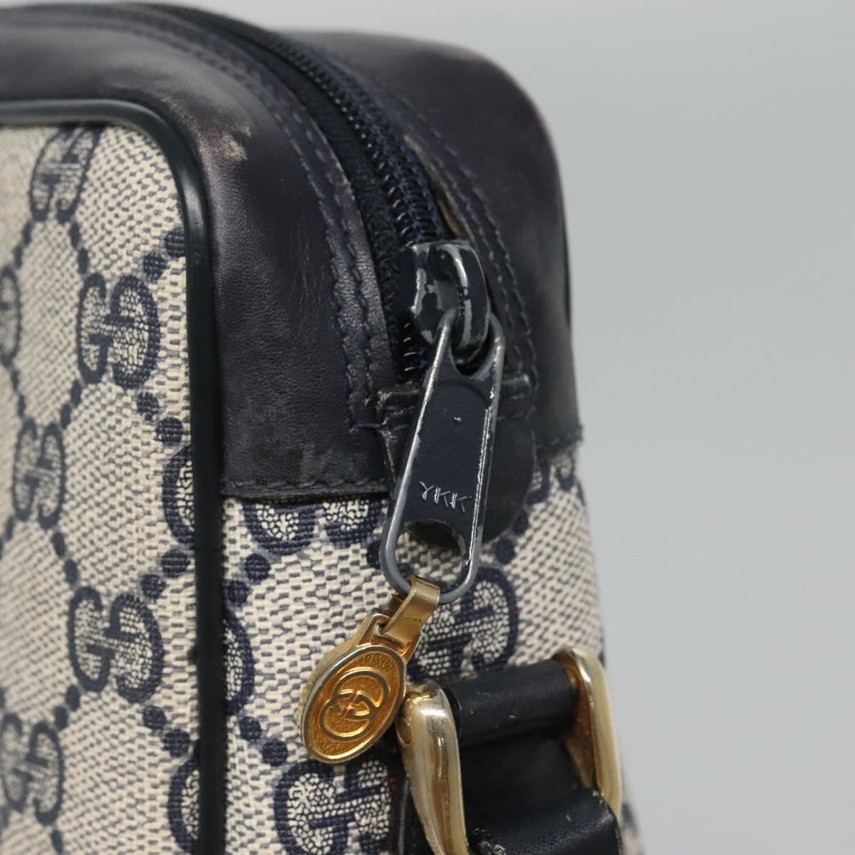 GUCCI GG Supreme Sherry Line Shoulder Bag PVC Navy Gold 32.001.3654 Auth 118021