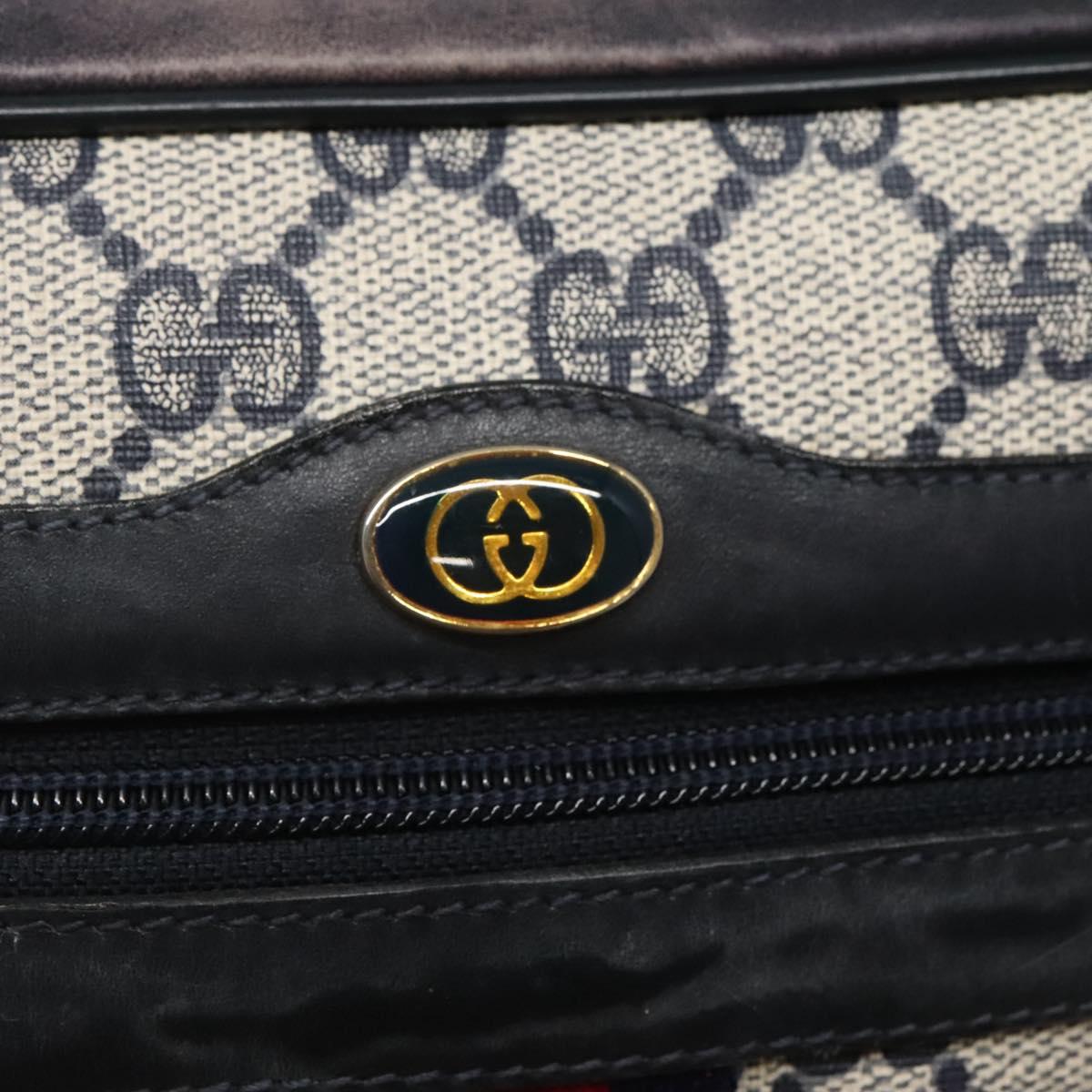 GUCCI GG Supreme Sherry Line Shoulder Bag PVC Navy Gold 32.001.3654 Auth 118021