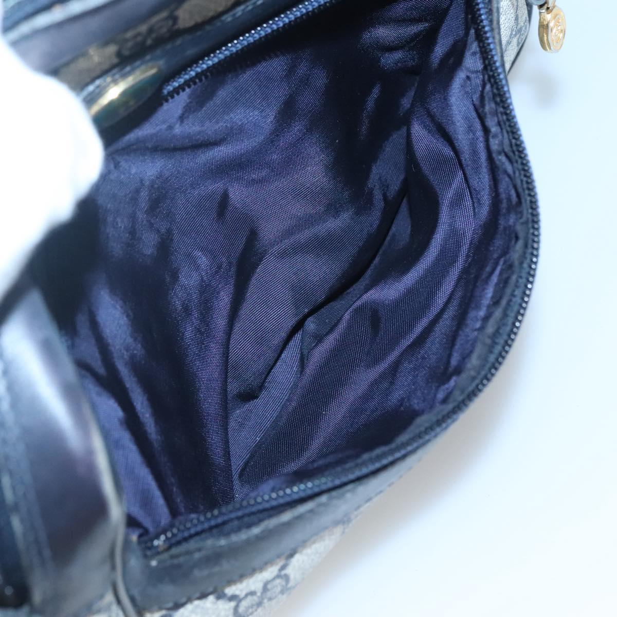 GUCCI GG Supreme Sherry Line Shoulder Bag PVC Navy Gold 32.001.3654 Auth 118021