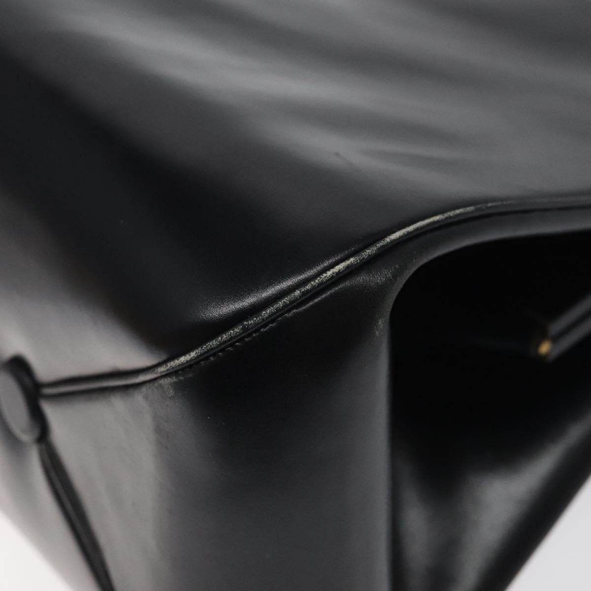 Christian Dior Hand Bag Leather Black Gold Auth 118026