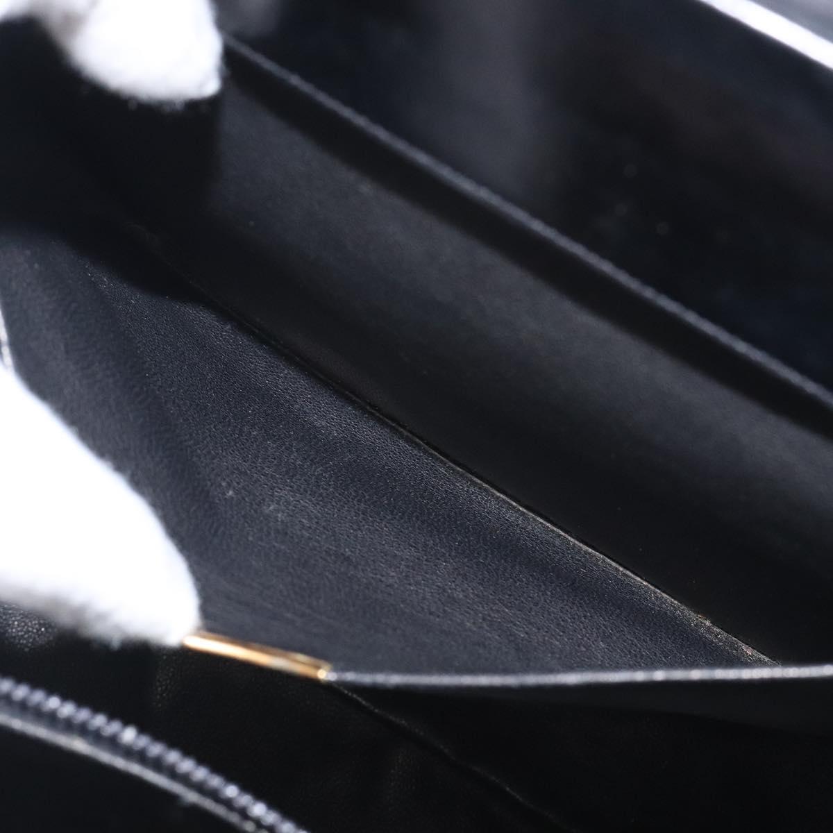 Christian Dior Hand Bag Leather Black Gold Auth 118026