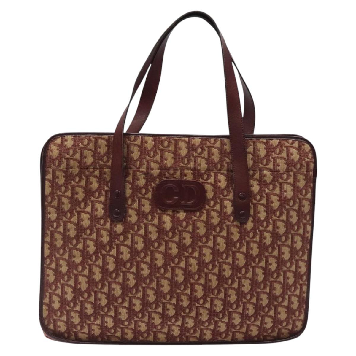 Christian Dior Trotter Canvas Hand Bag Red Auth 118028