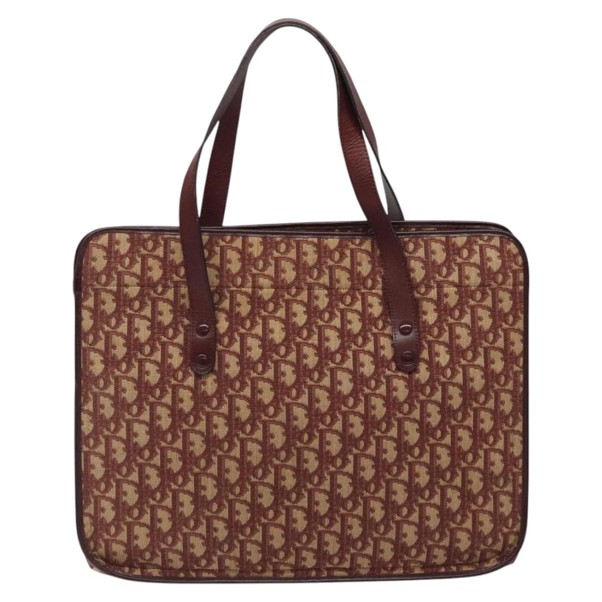 Christian Dior Trotter Canvas Hand Bag Red Auth 118028