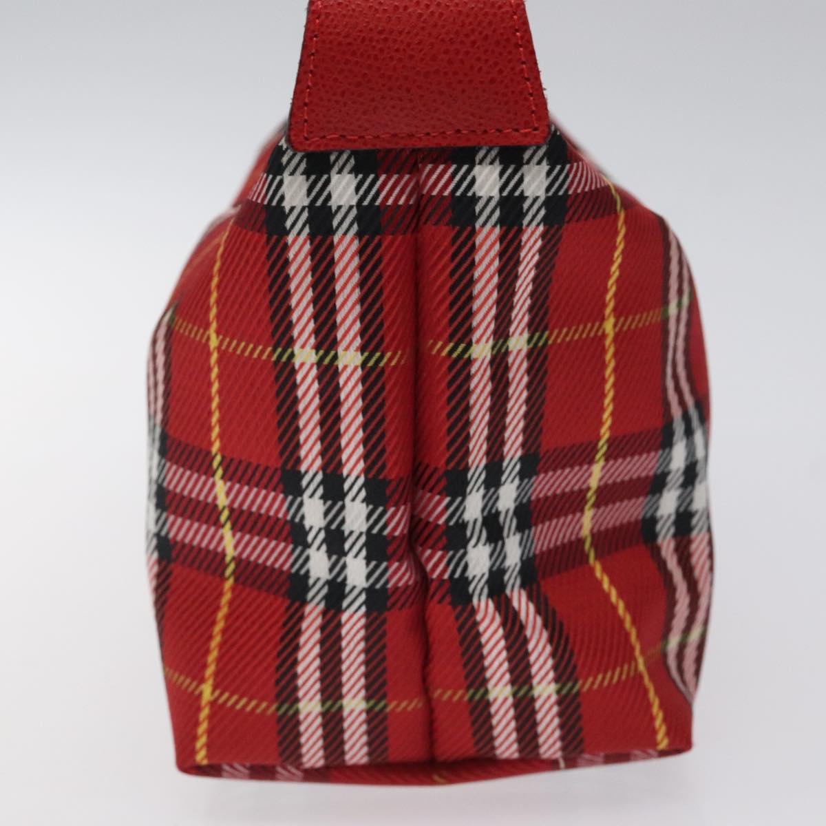 BURBERRY Nova Check Hand Bag Nylon Red Auth 118031
