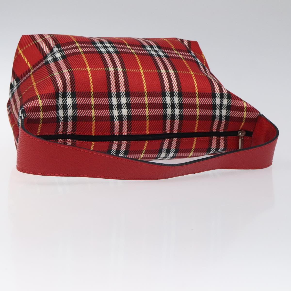 BURBERRY Nova Check Hand Bag Nylon Red Auth 118031