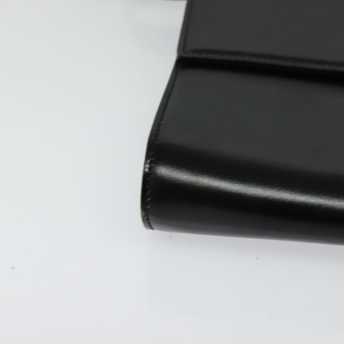 CELINE Circle Shoulder Bag Leather Black Gold Auth 118035