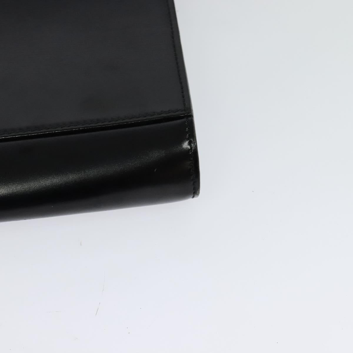 CELINE Circle Shoulder Bag Leather Black Gold Auth 118035