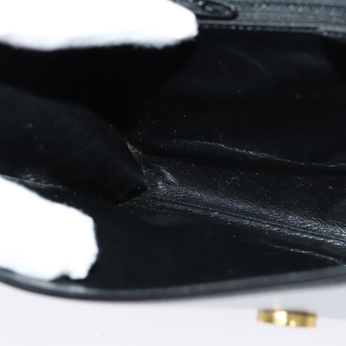 CELINE Circle Shoulder Bag Leather Black Gold Auth 118035