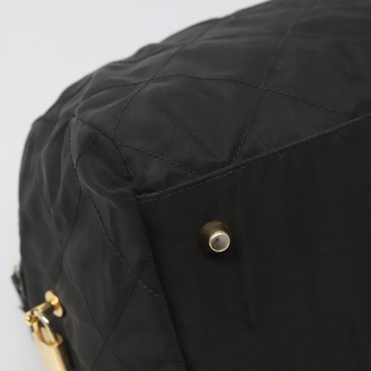 PRADA Chain Shoulder Bag Nylon Black Gold Auth 118044