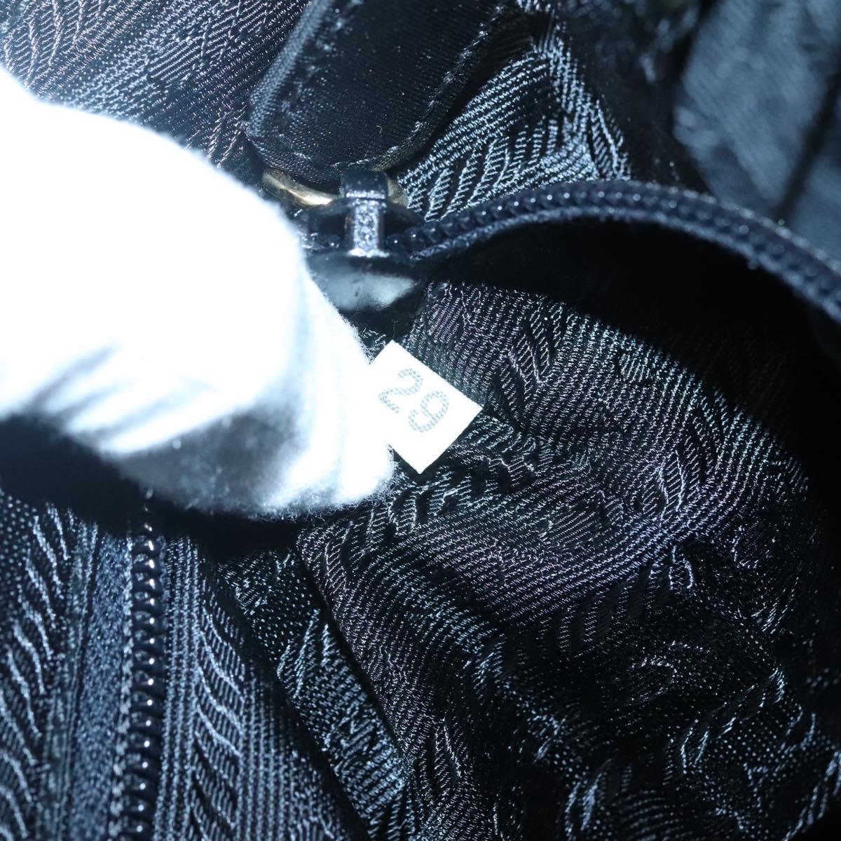 PRADA Chain Shoulder Bag Nylon Black Gold Auth 118044