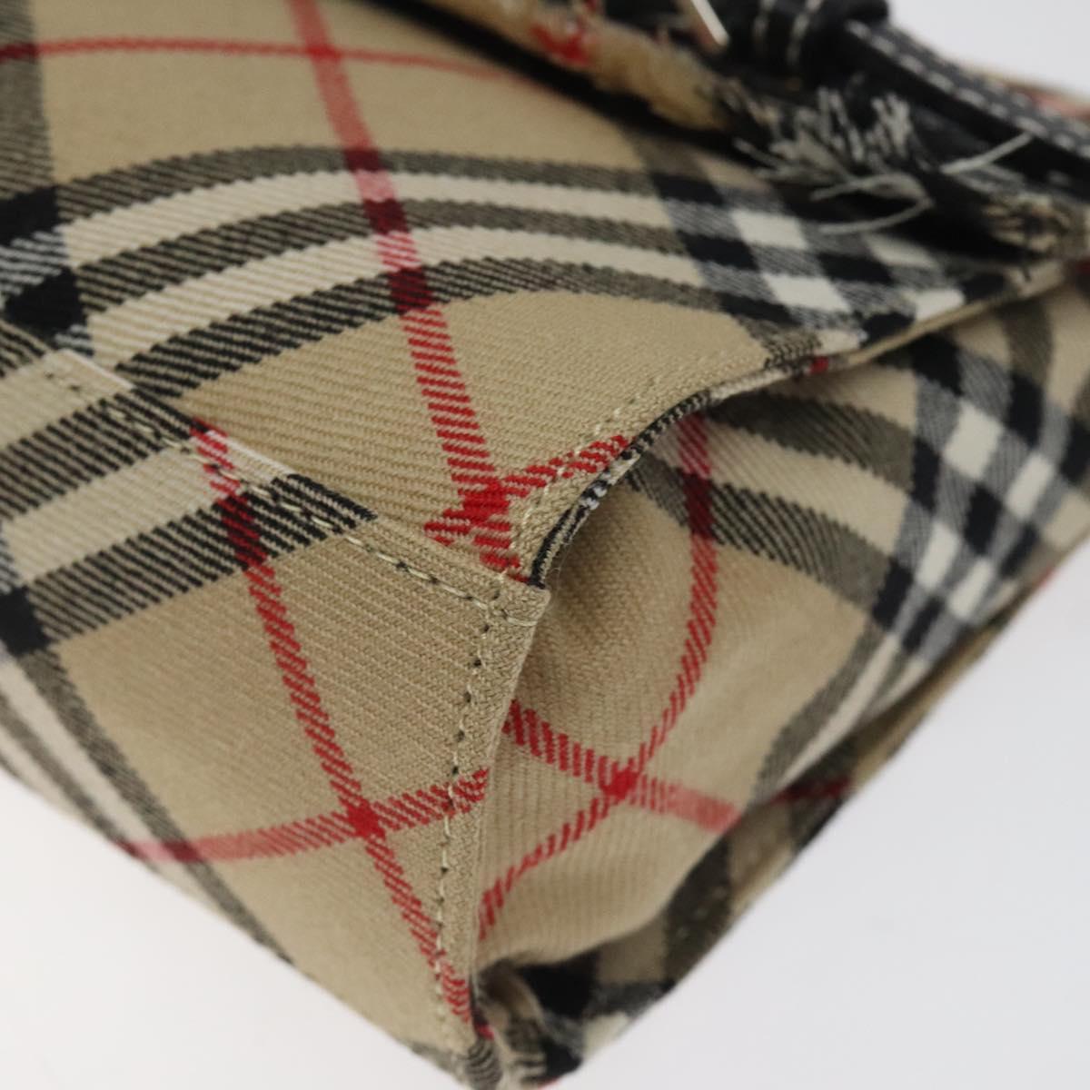 BURBERRY Nova Check Shoulder Bag Canvas Beige Silver Auth 118050