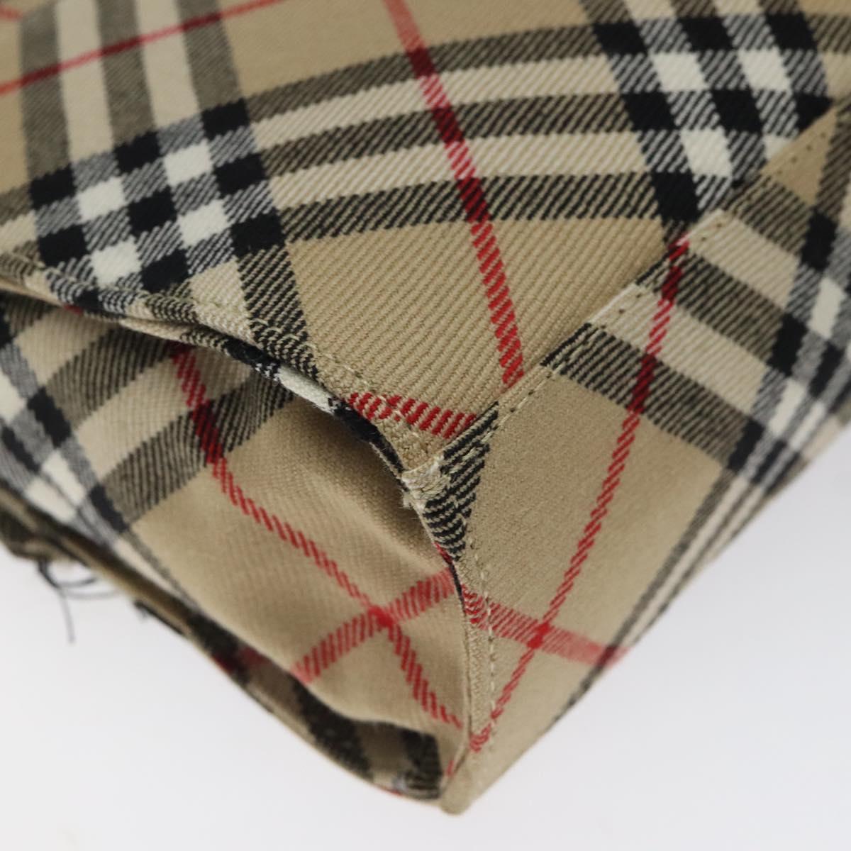 BURBERRY Nova Check Shoulder Bag Canvas Beige Silver Auth 118050