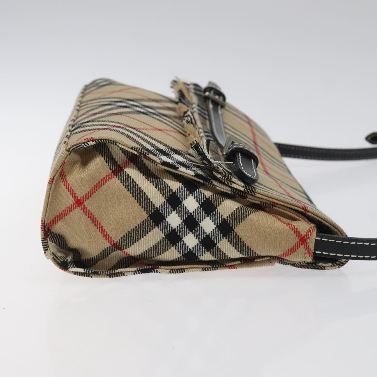 BURBERRY Nova Check Shoulder Bag Canvas Beige Silver Auth 118050
