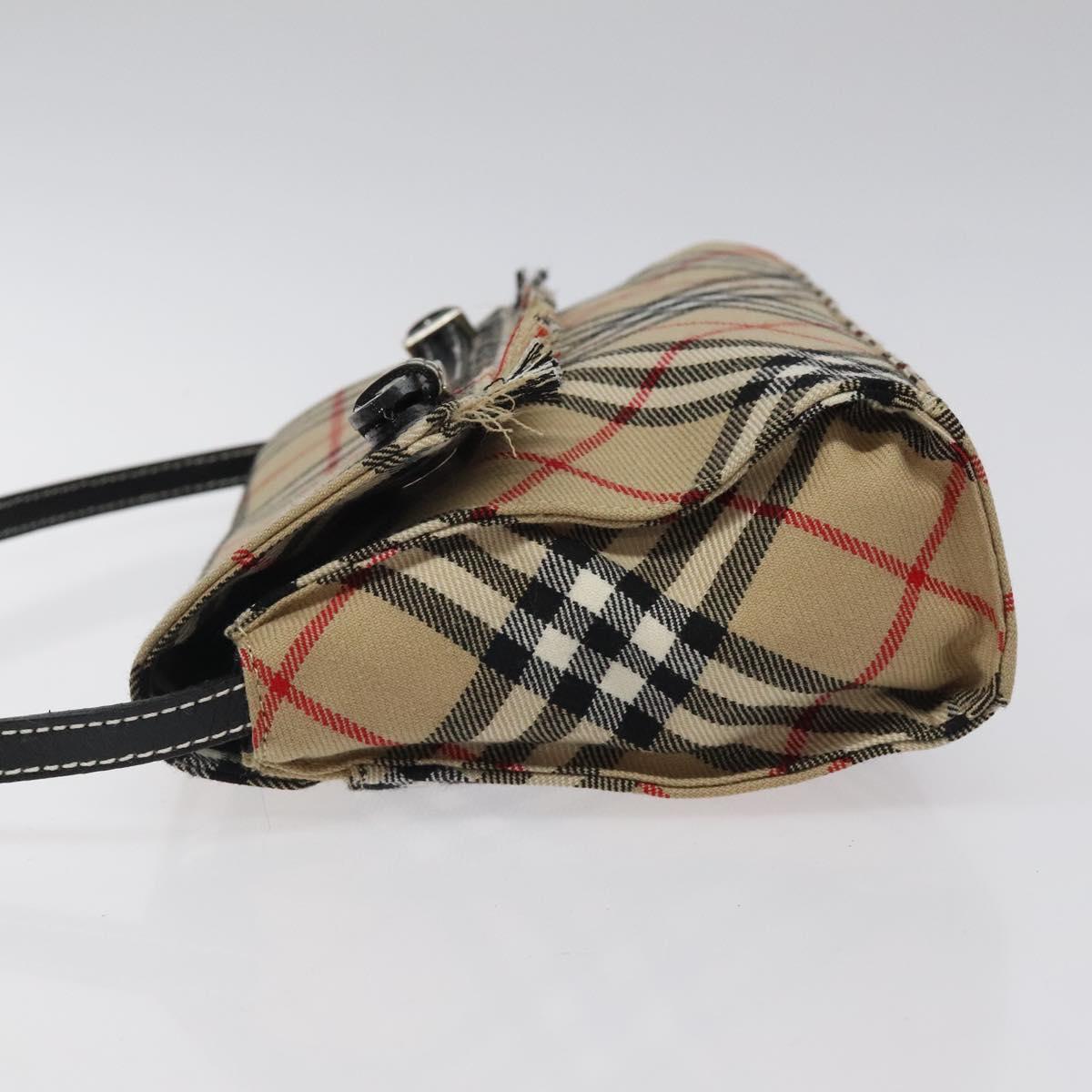 BURBERRY Nova Check Shoulder Bag Canvas Beige Silver Auth 118050