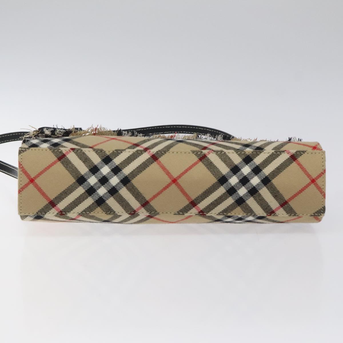 BURBERRY Nova Check Shoulder Bag Canvas Beige Silver Auth 118050