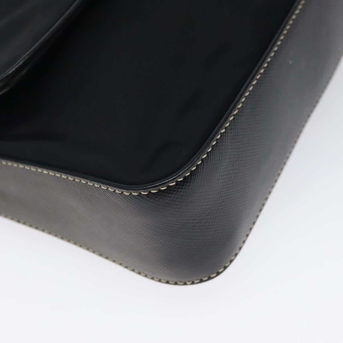 PRADA Shoulder Bag Nylon Black Silver Auth 118058M