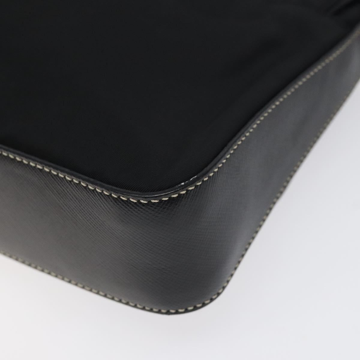 PRADA Shoulder Bag Nylon Black Silver Auth 118058M