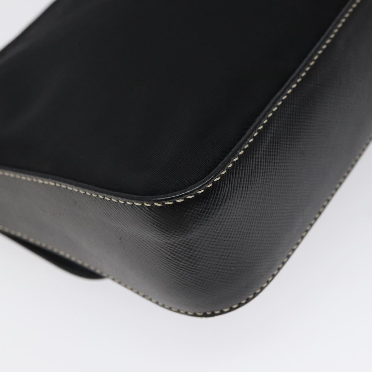 PRADA Shoulder Bag Nylon Black Silver Auth 118058M