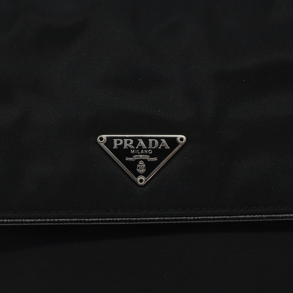 PRADA Shoulder Bag Nylon Black Silver Auth 118058M