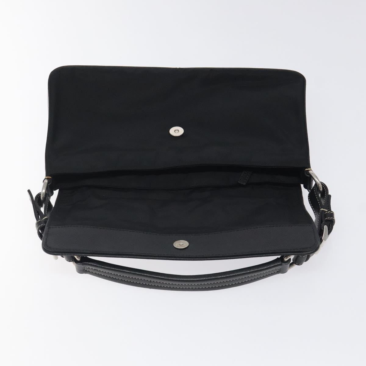 PRADA Shoulder Bag Nylon Black Silver Auth 118058M