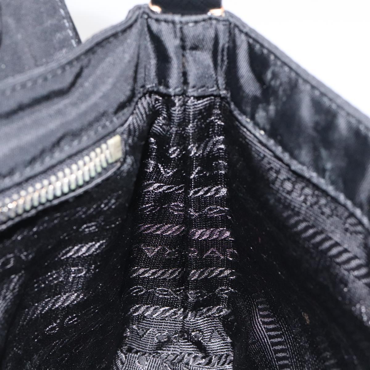 PRADA Shoulder Bag Nylon Black Silver Auth 118058M