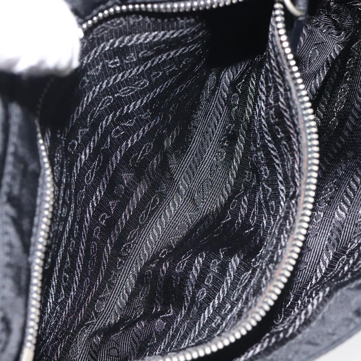 PRADA Shoulder Bag Nylon Black Silver Auth 118058M