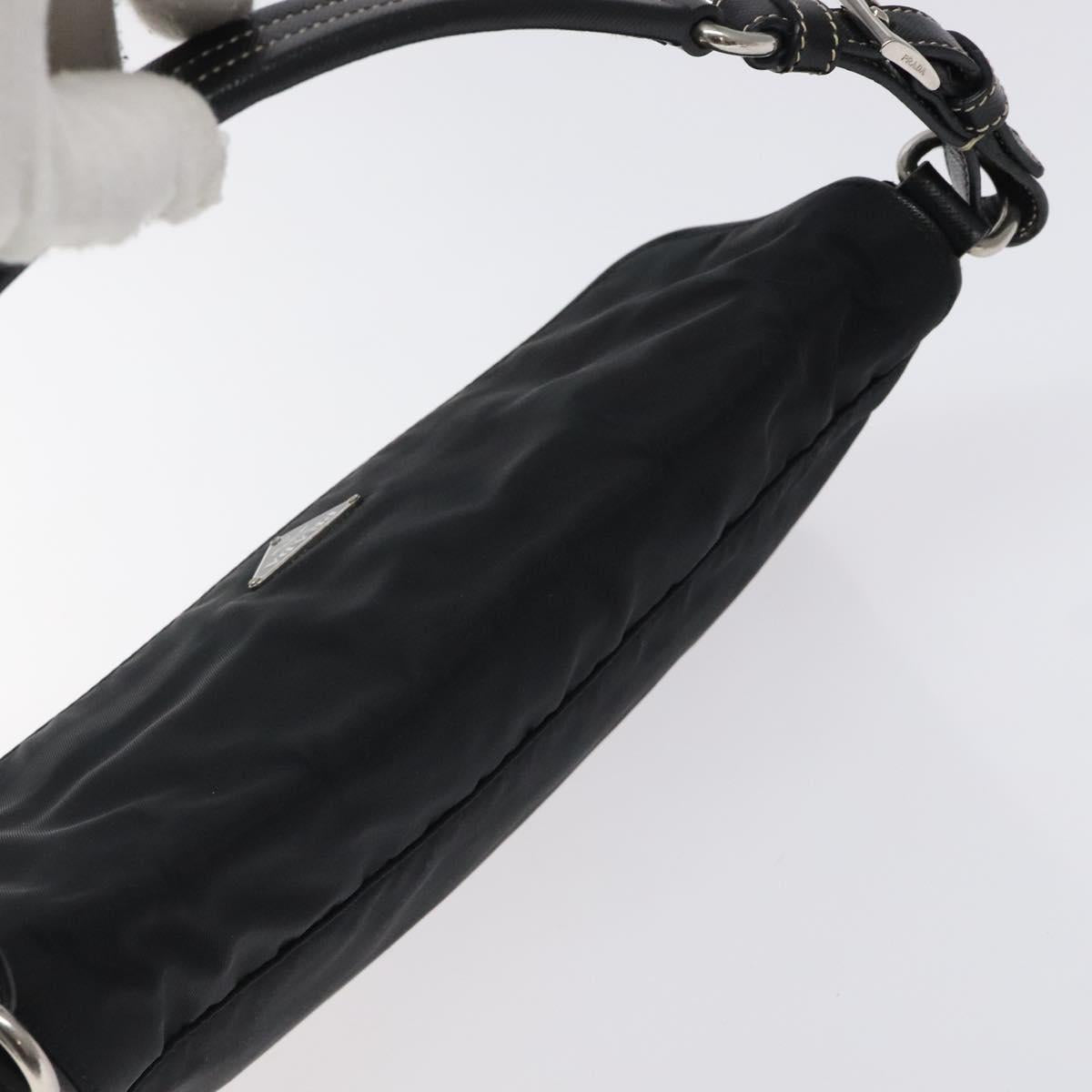 PRADA Shoulder Bag Nylon Black Silver Auth 118058M