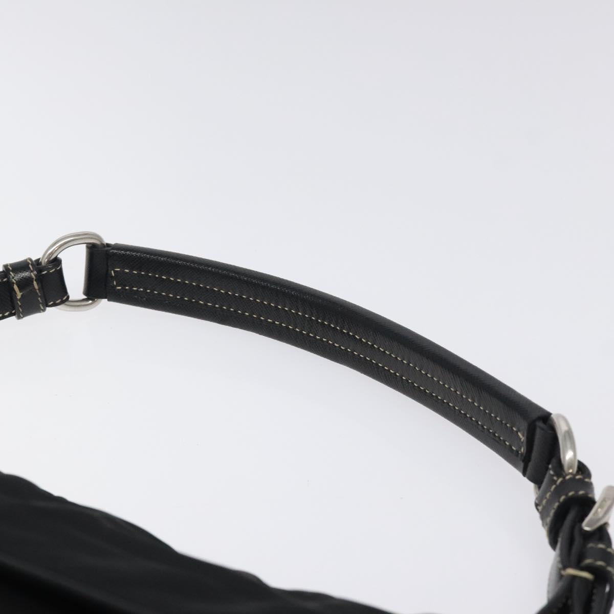PRADA Shoulder Bag Nylon Black Silver Auth 118058M