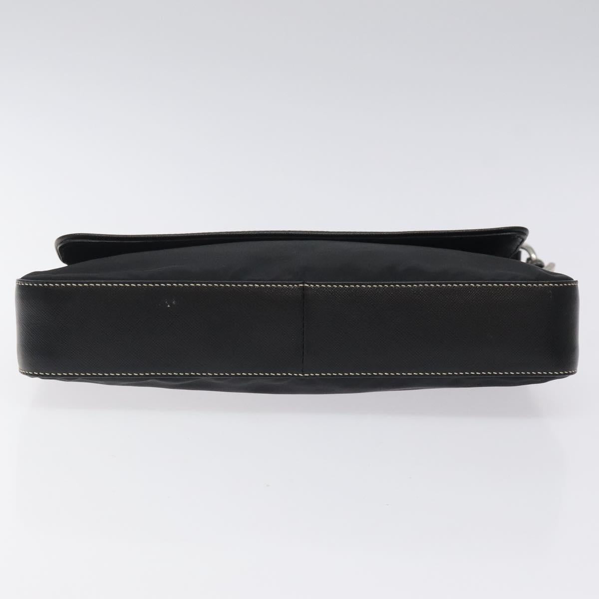 PRADA Shoulder Bag Nylon Black Silver Auth 118058M