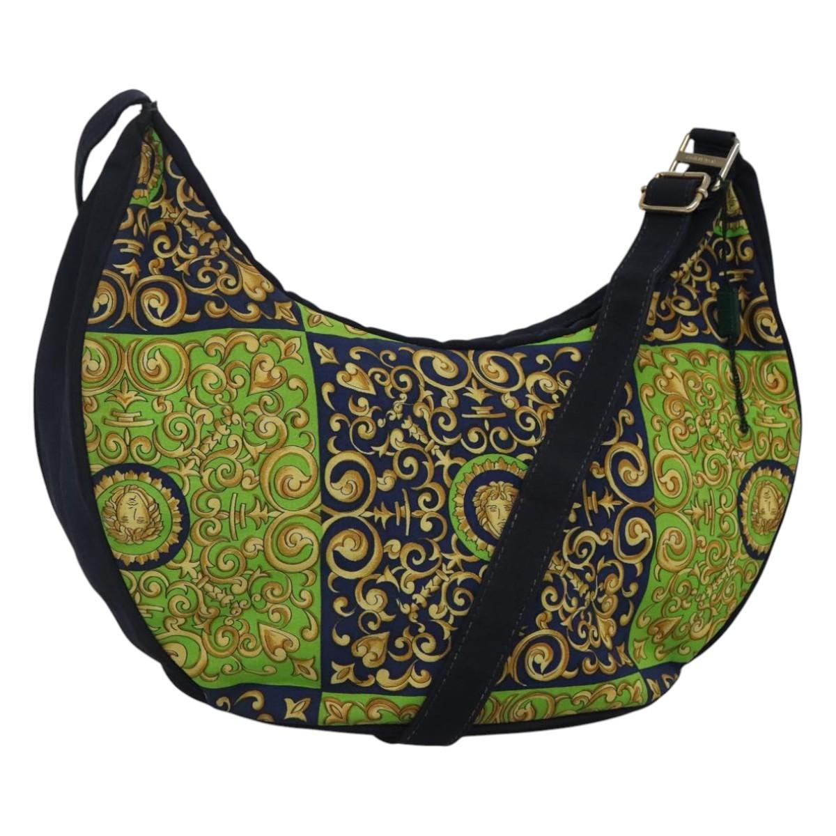 VERSACE Shoulder Bag Canvas Green Auth 118063