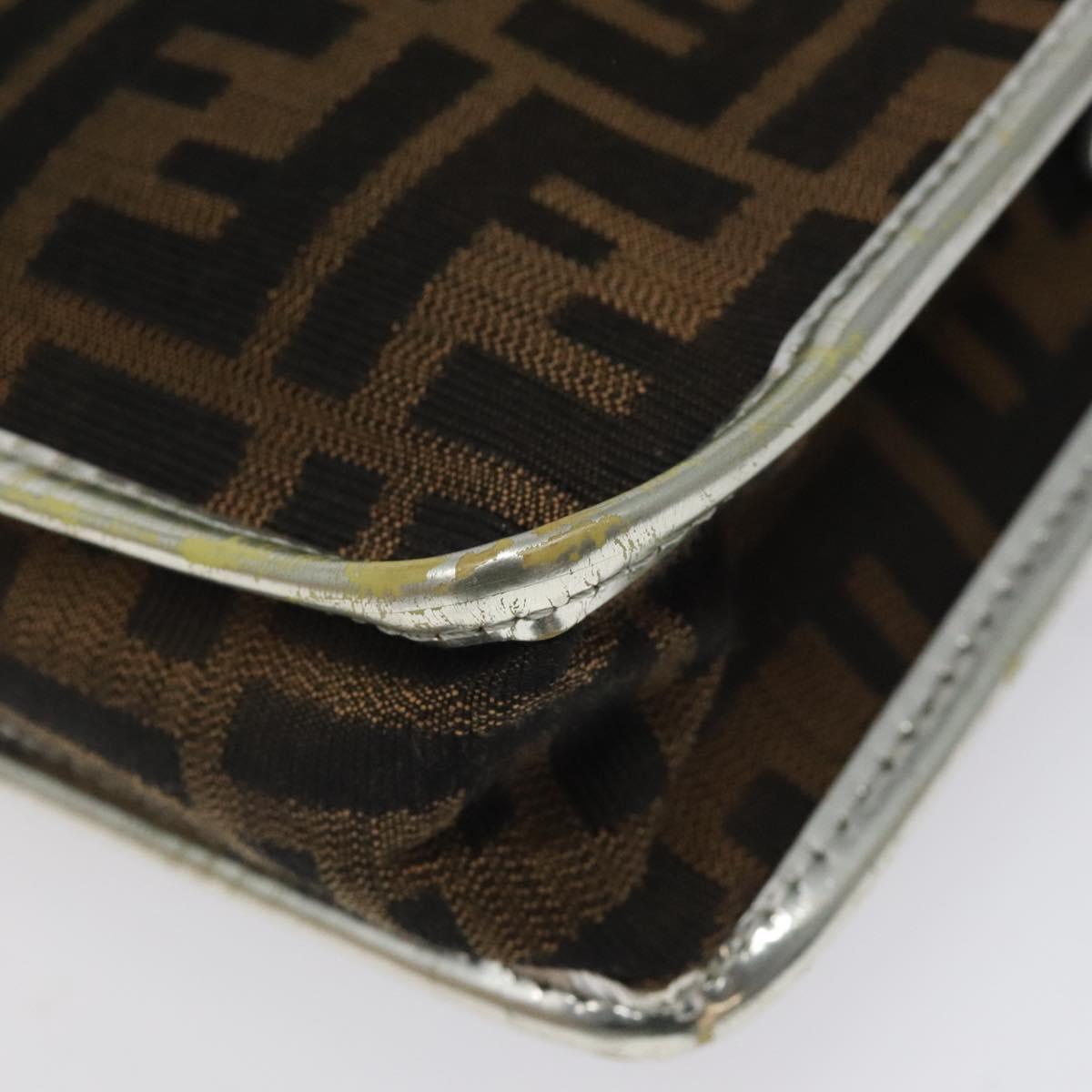 FENDI Zucca Canvas Shoulder Bag Black Brown Auth 118071