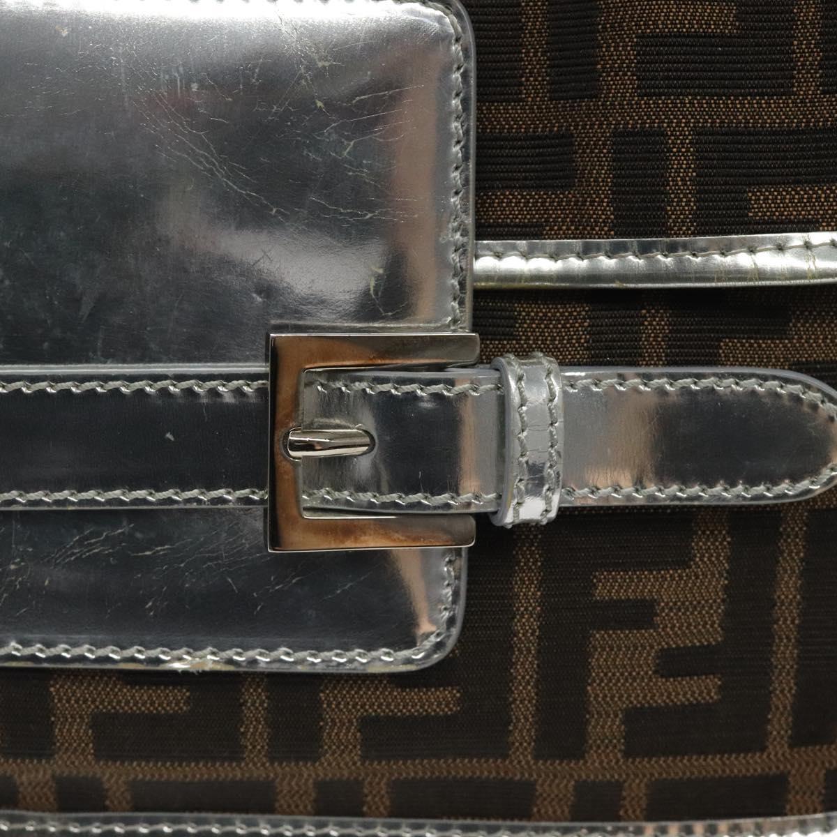 FENDI Zucca Canvas Shoulder Bag Black Brown Auth 118071
