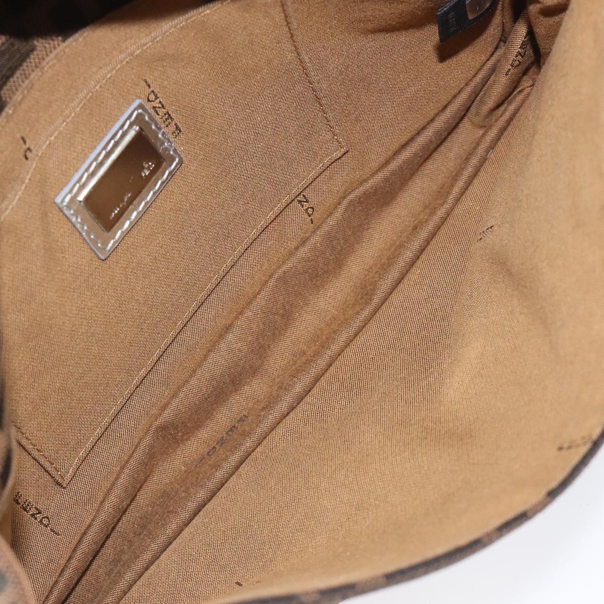 FENDI Zucca Canvas Shoulder Bag Black Brown Auth 118071