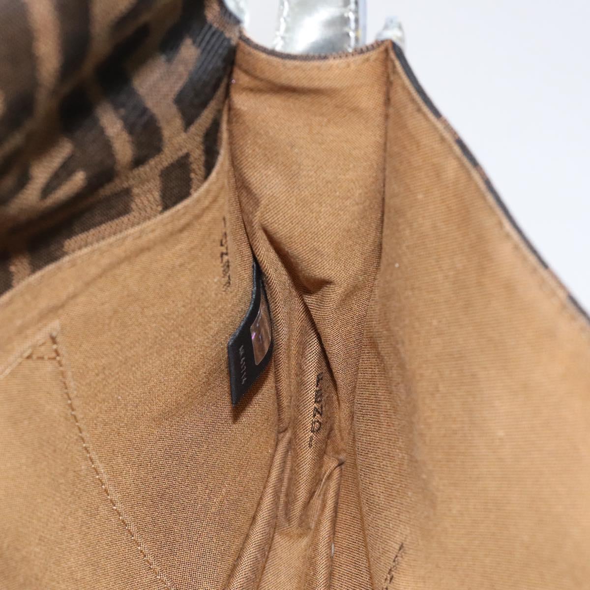 FENDI Zucca Canvas Shoulder Bag Black Brown Auth 118071